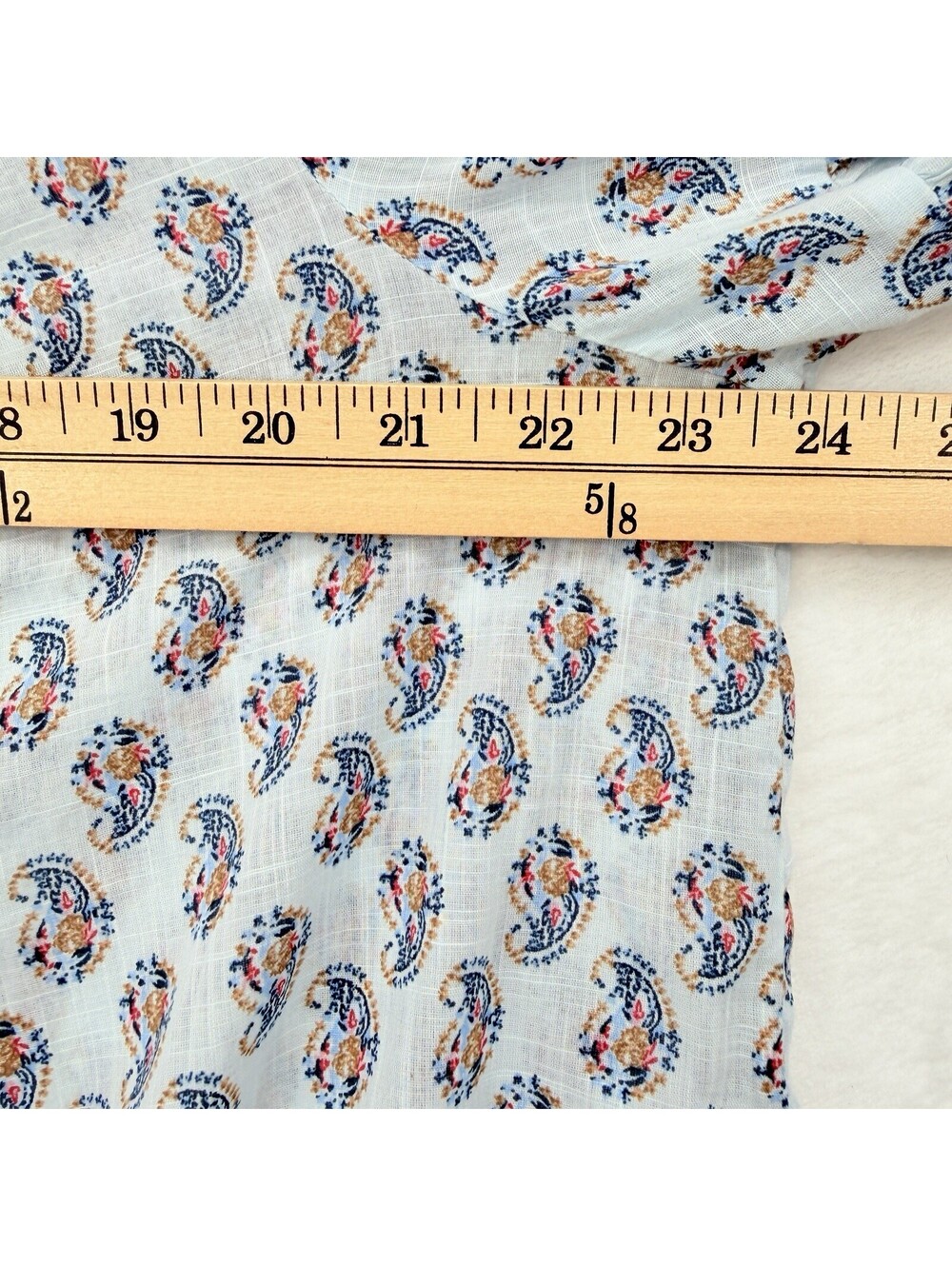 J Jill Top Large Blue Floral Madeira Pintuck Blouse 100% Cotton 3/4 Sleeve Women - Picture 7 of 9
